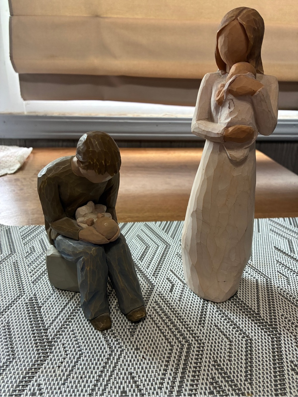 Willow Tree New Dad & Angel of mine Carved Wood Toned Figurine Pair 2003 & 2004